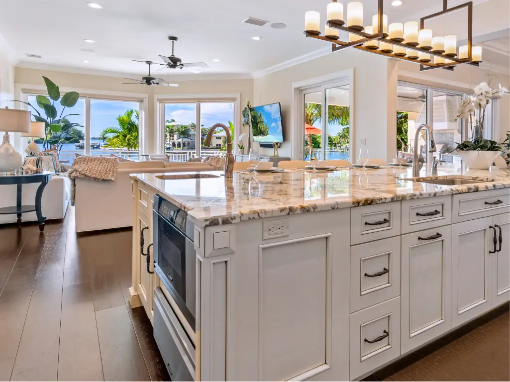 Coastal living room with bay views