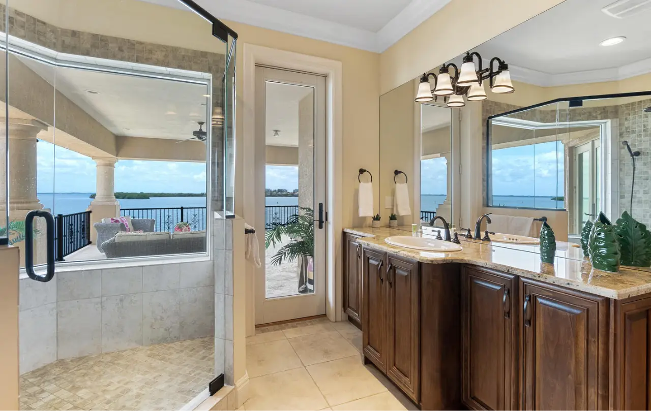 Coastal living room with bay views